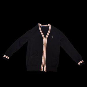 Fred Perry Dark Navy Cardigan with Maroon/White Lining